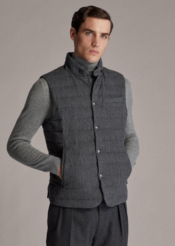 Men's Ralph Lauren Tweed Down Vests | 246791MTS